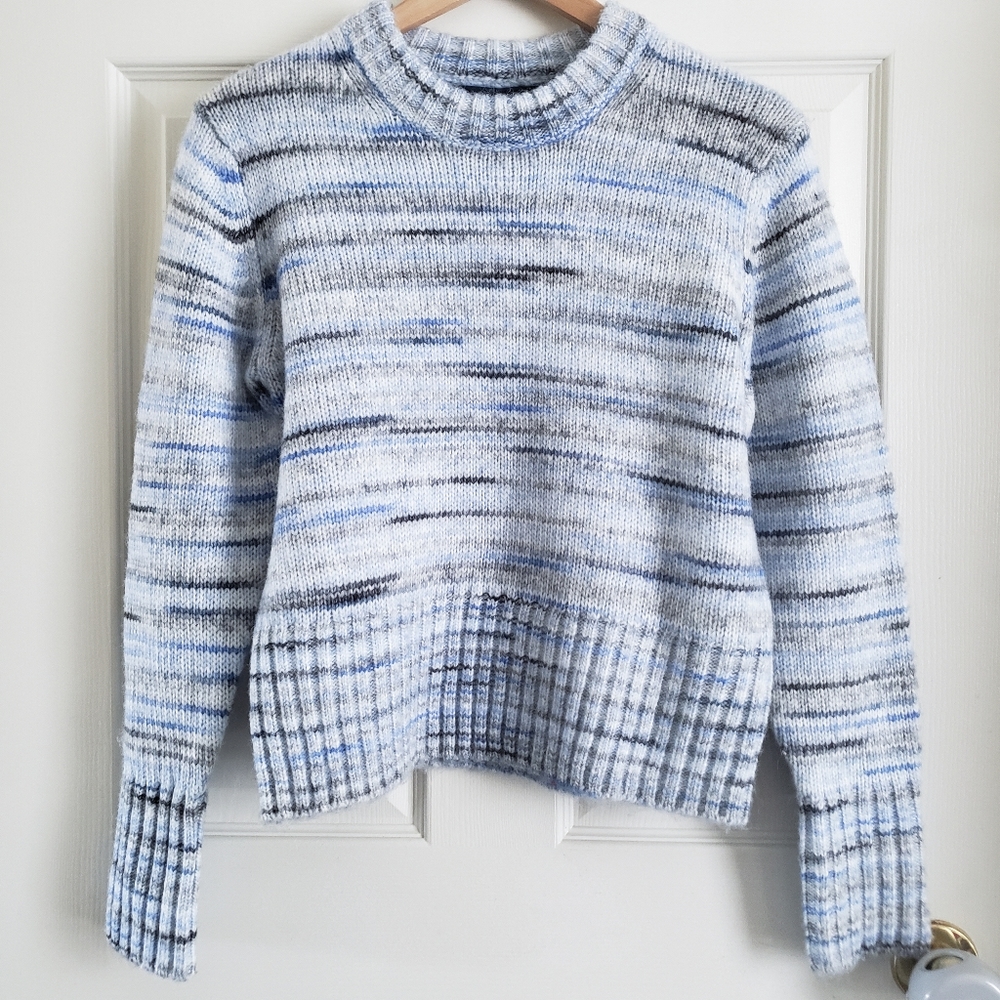 French Connection Marley Space Dye Crop Crew Neck Sweater Women's L